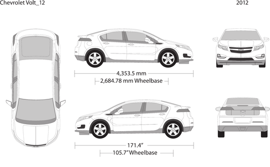 2012 Chevy Volt vector wrap template, Design-Ready PDF - GravBase