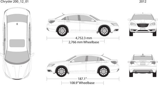 2012 Chrysler 200 vector wrap template, Design-Ready PDF - GravBase