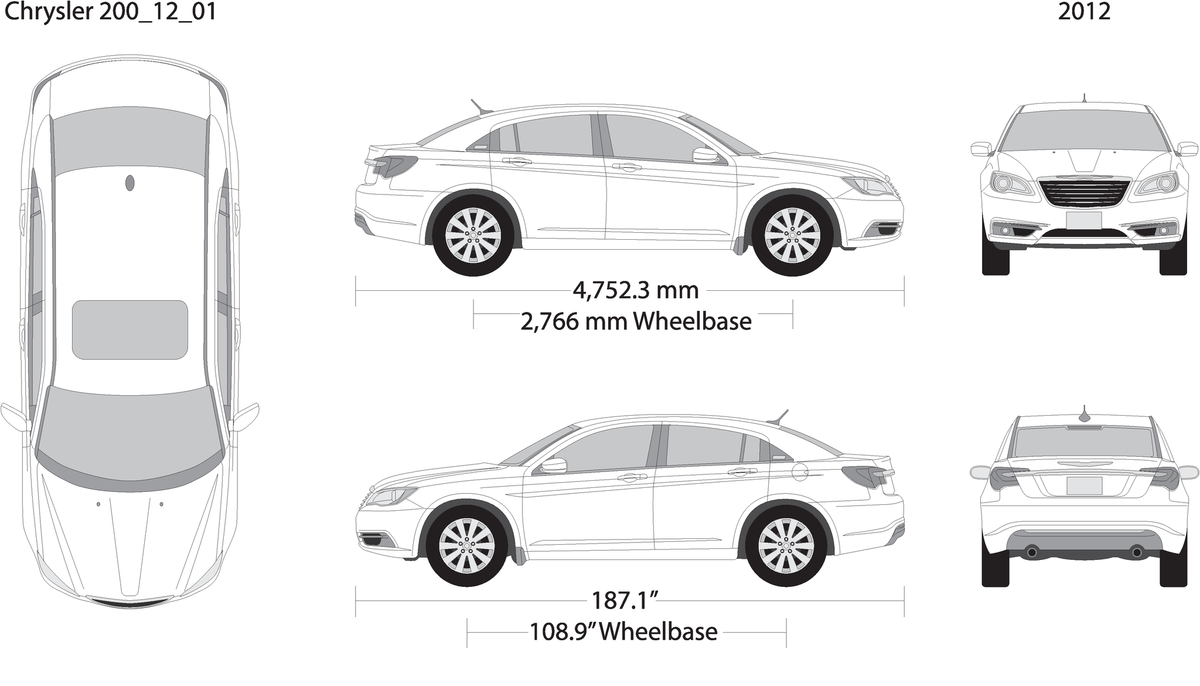 2012 Chrysler 200 V01 Vehicle Wrap Template