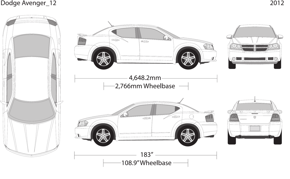 2012 Dodge Avenger vector wrap template, Design-Ready PDF - GravBase
