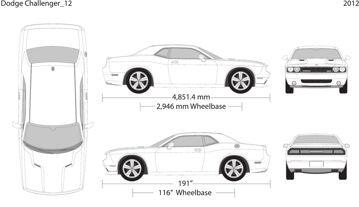 2012 Dodge Challenger vector wrap template, Design-Ready PDF - GravBase