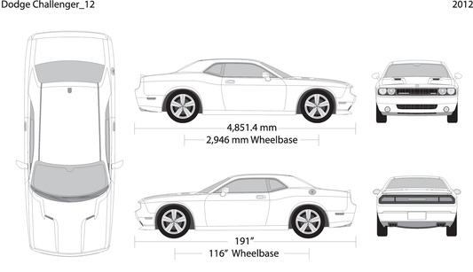 2012 Dodge Challenger V12 Vehicle Wrap Template