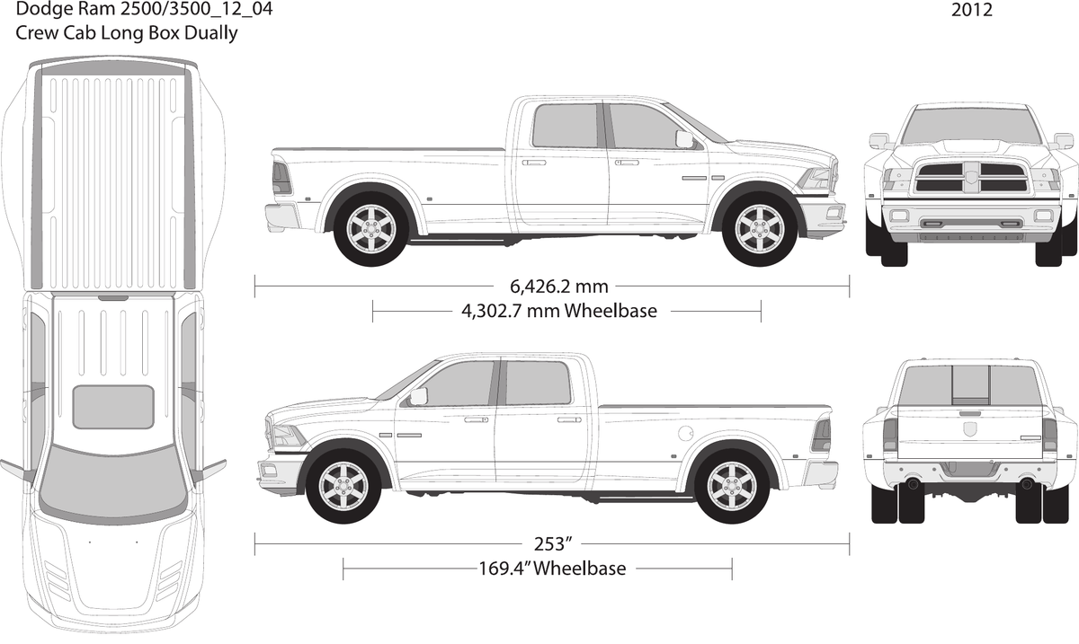 2012 Dodge Ram 2500_3500 Vector Wrap Template - GravBase