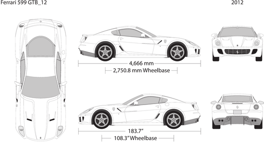 2012 Ferrari 599 GTB vector wrap template, Design-Ready PDF - GravBase