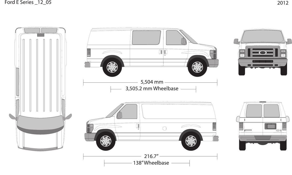 2012 Ford E Series vector wrap template V05, Design-Ready PDF - GravBase