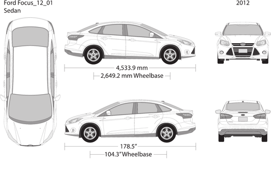 2012 Ford Focus Vector Wrap Template - GravBase