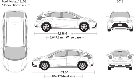 2012 Ford Focus Vector Wrap Template - GravBase