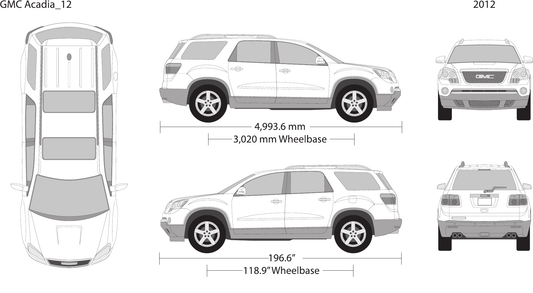 2012 GMC Acadia vector wrap template, Design-Ready PDF - GravBase