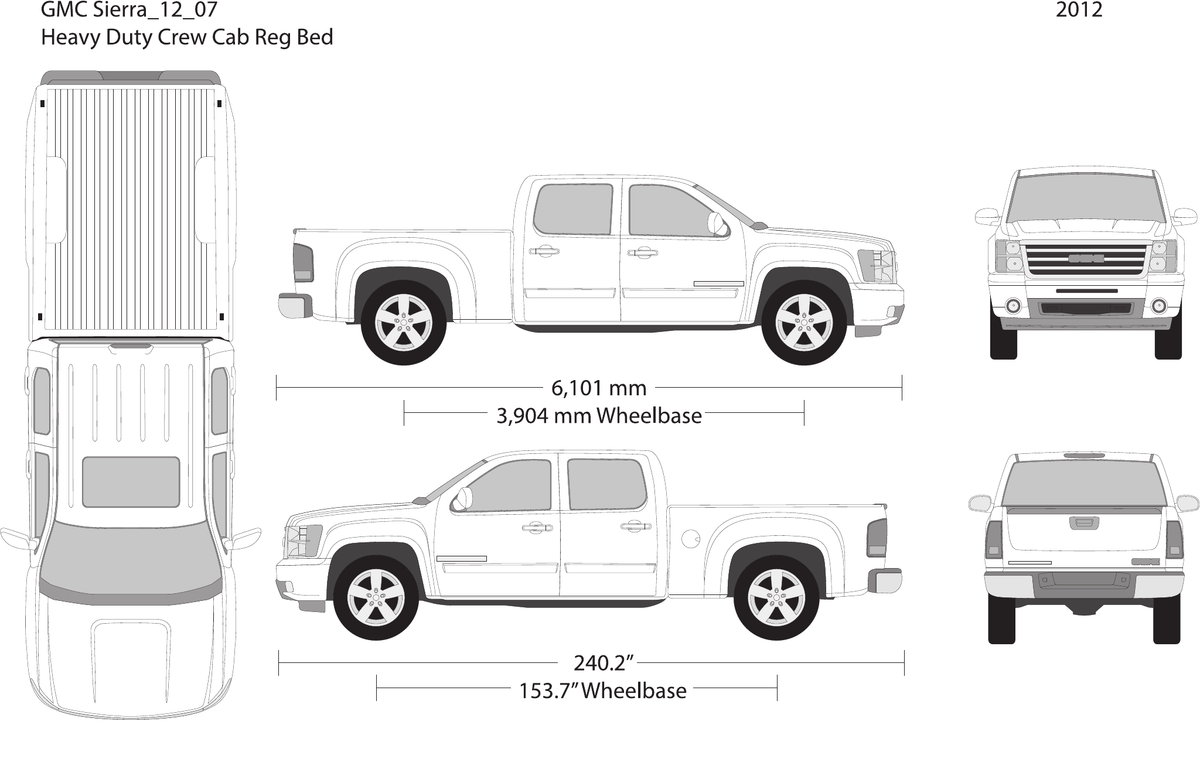 2012 GMC Sierra 2500-3500 HD vector wrap template V07, Design-Ready PDF - GravBase