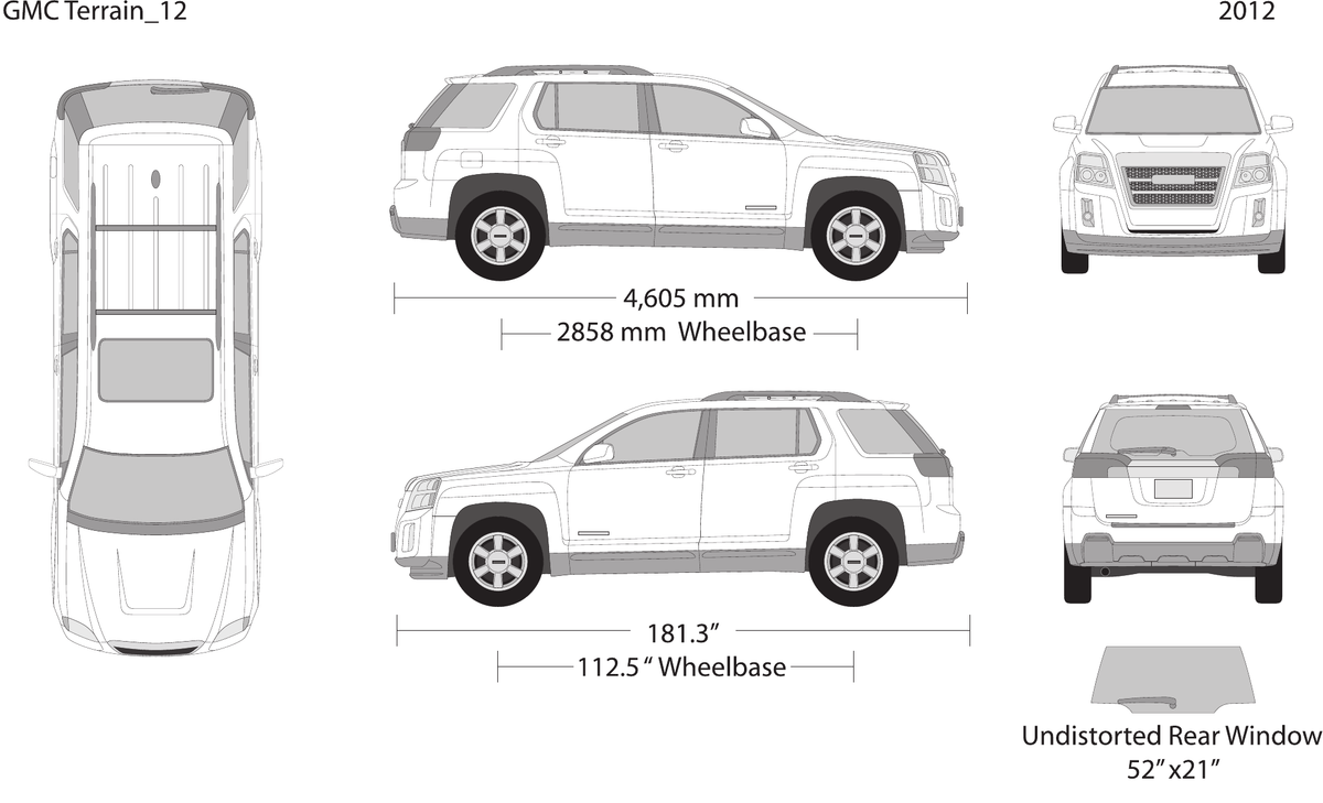 2012 GMC Terrain free vector vehicle wrap template - GravBase