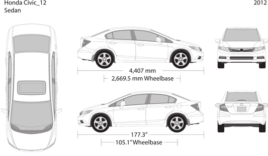 2012 Honda Civic Sedan vector wrap template, Design-Ready PDF - GravBase