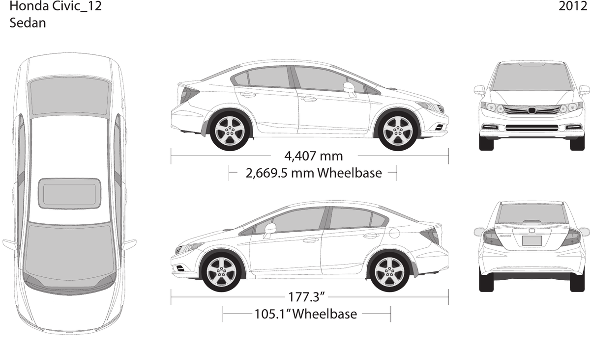 2012 Honda Civic Sedan vector wrap template, Design-Ready PDF - GravBase