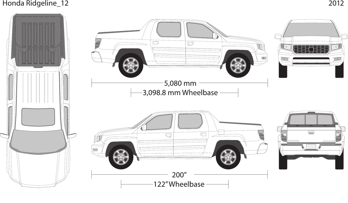 2012 Honda Ridgeline vector wrap template, Design-Ready PDF - GravBase