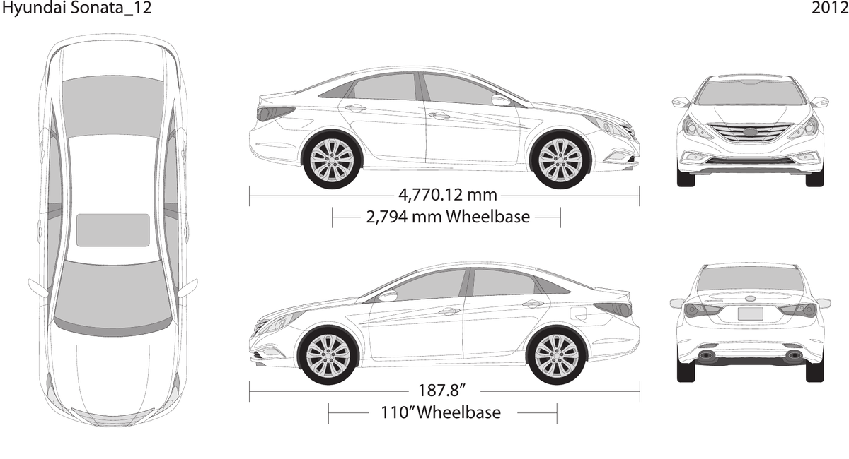 2012 Hyundai Sonata vector wrap template, Design-Ready PDF - GravBase
