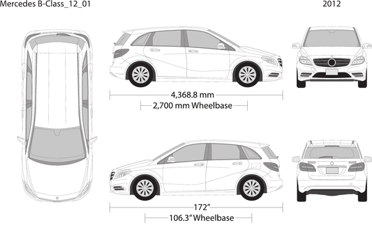 2012 Mercedes B-Class Vector Wrap Template - GravBase