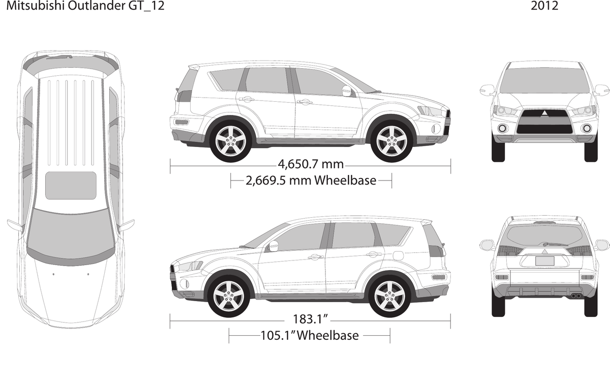 2012 Mitsubishi Outlander GT vector wrap template, Design-Ready PDF - GravBase