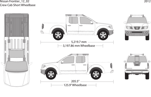 2012 Nissan Frontier front view Vector Wrap Template - GravBase