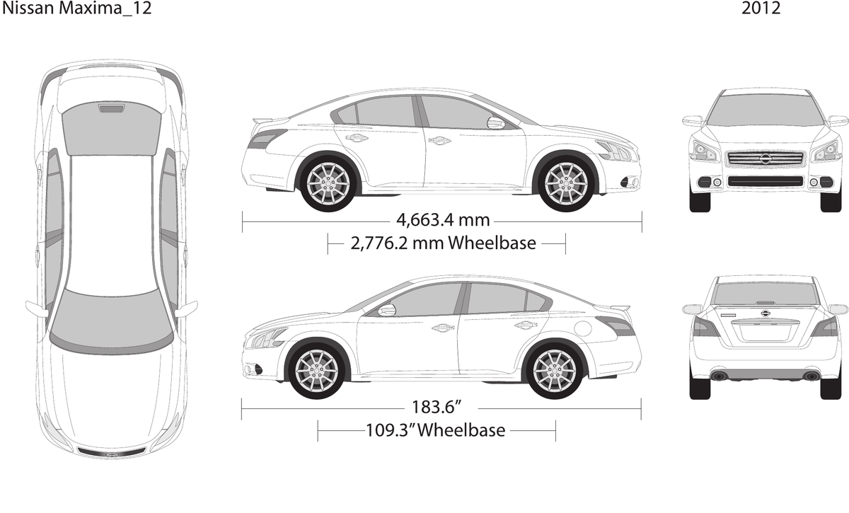 2012 Nissan Maxima vector wrap template, Design-Ready PDF - GravBase