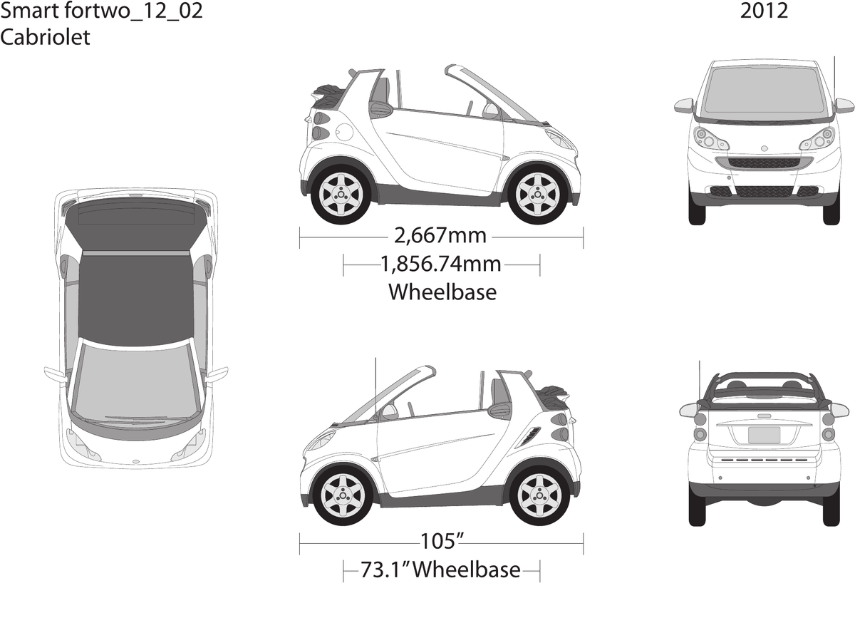 2012 Smart Fortwo Cabriolet vector wrap template, Design-Ready PDF - GravBase