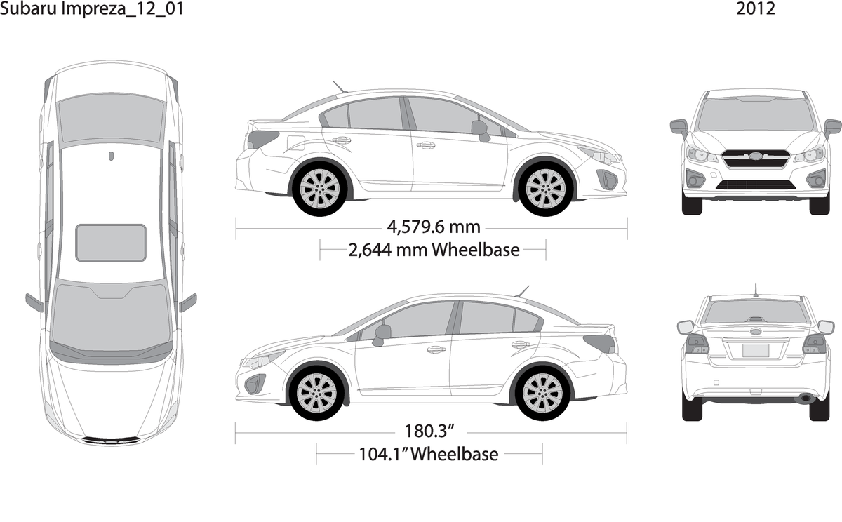 2012 Subaru Impreza V01 Vehicle Wrap Template