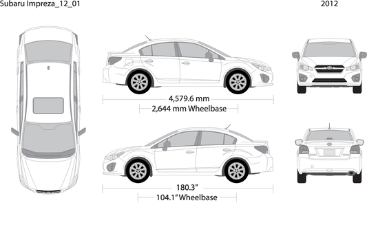 2012 Subaru Impreza V01 Vehicle Wrap Template