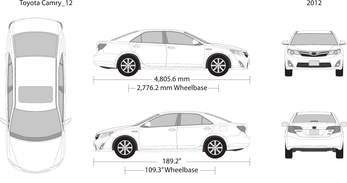 2012 Toyota Camry vector wrap template, Design-Ready PDF - GravBase