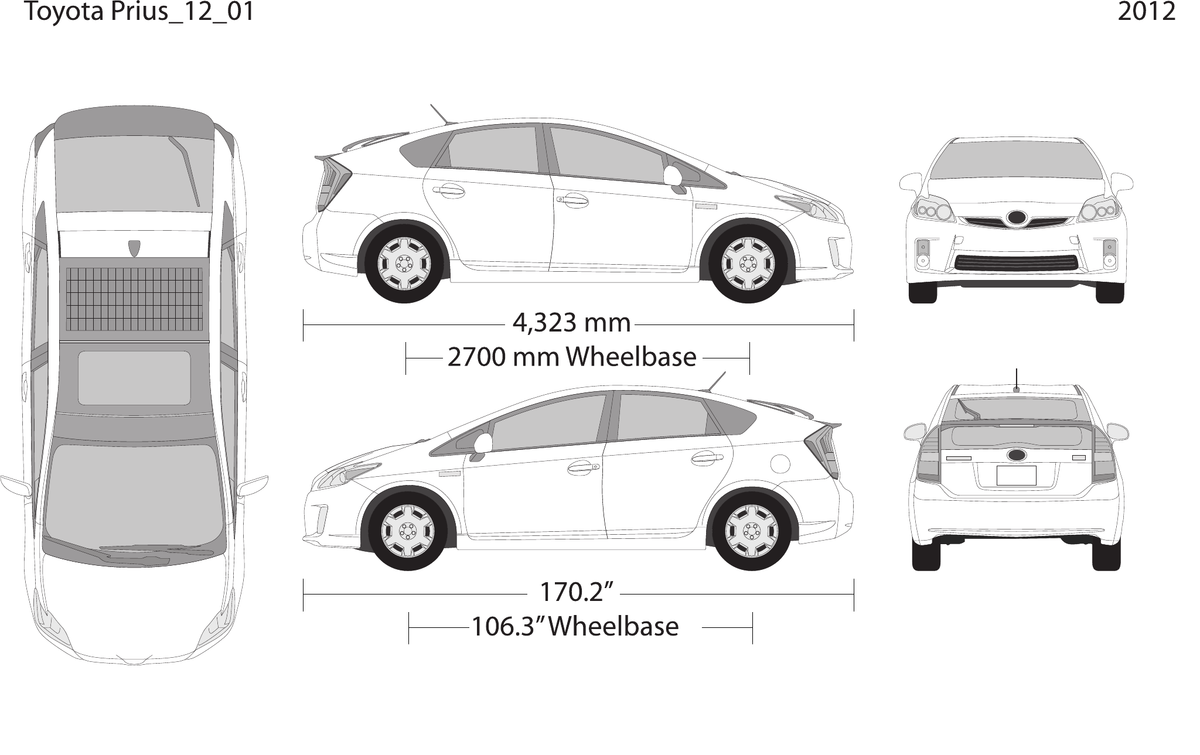 2012 Toyota Prius free vector vehicle wrap template - GravBase