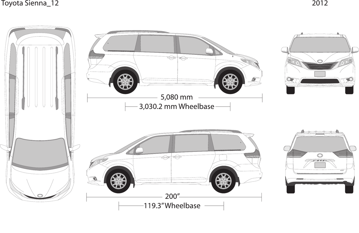 2012 Toyota Sienna vector wrap template, Design-Ready PDF - GravBase