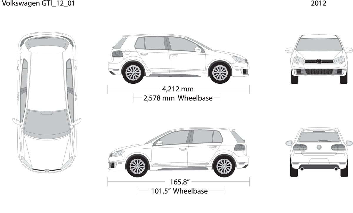 2012 Volkswagen Gti V01 Vehicle Wrap Template