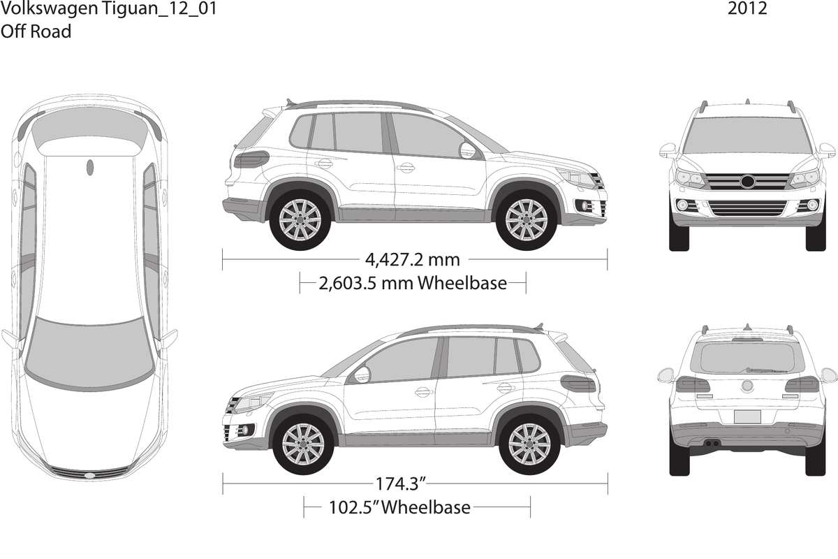 2012 Volkswagen Tiguan vector wrap template, Design-Ready PDF - GravBase