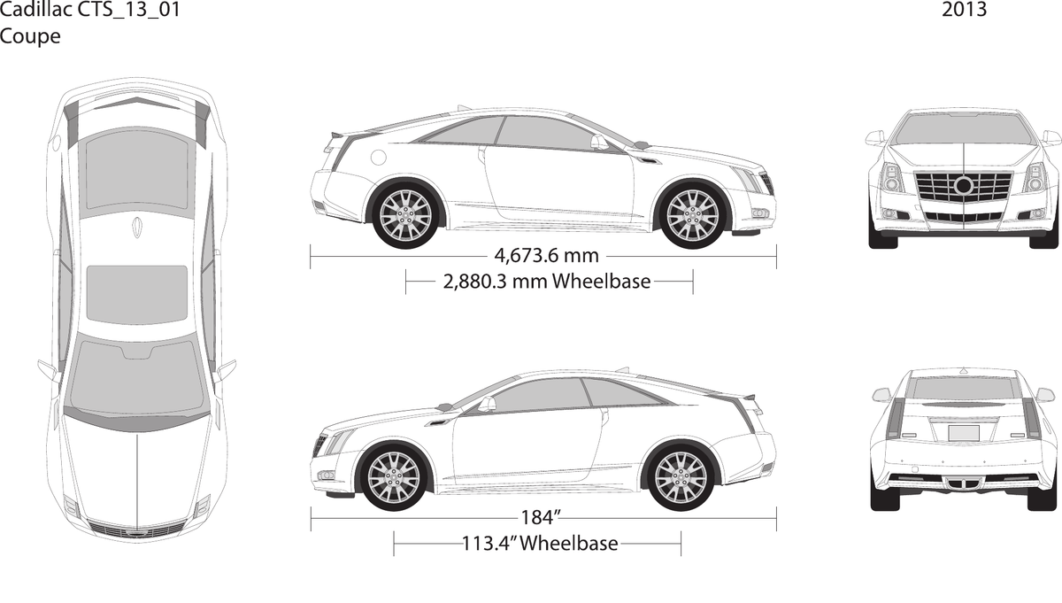 2013 Cadillac CTS vector wrap template V01, Design-Ready PDF - GravBase