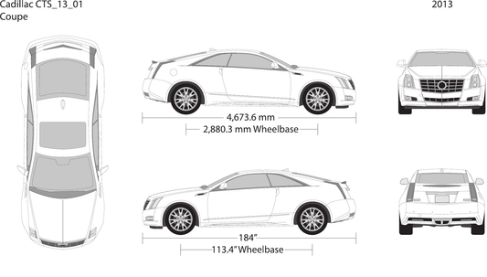 2013 Cadillac CTS vector wrap template V01, Design-Ready PDF - GravBase