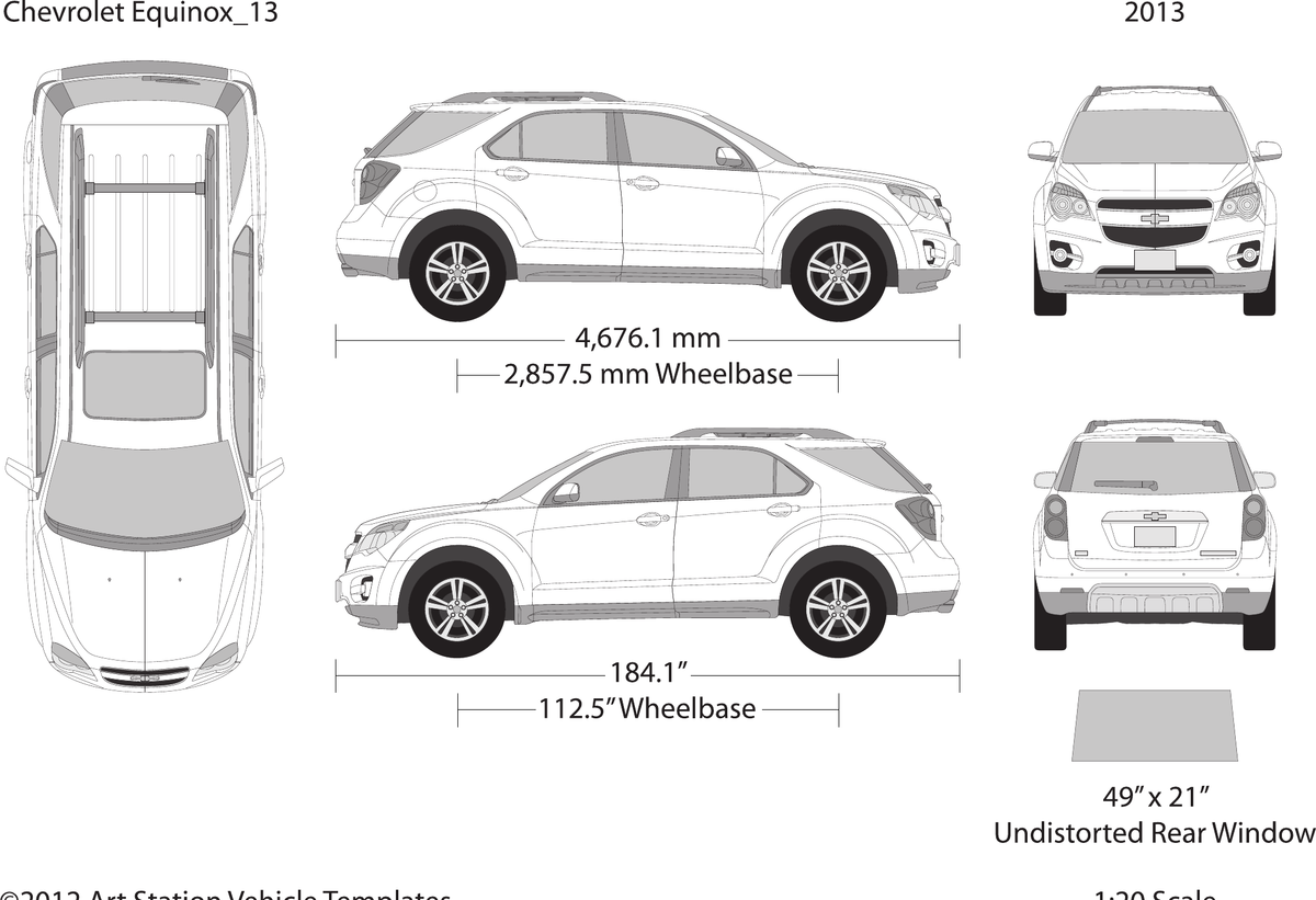 2013 Chevy Equinox vector wrap template, Design-Ready PDF - GravBase