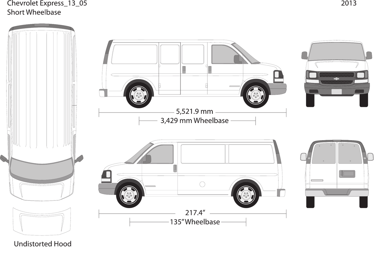 2013 Chevy Express vector wrap template V05, Design-Ready PDF - GravBase