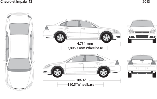 2013 Chevy Impala V13 Vehicle Wrap Template