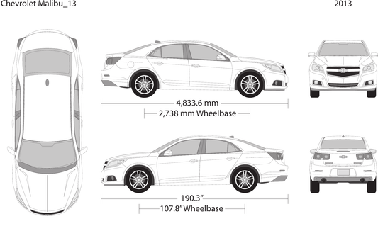 2013 Chevy Malibu vector wrap template, Design-Ready PDF - GravBase
