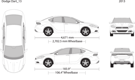2013 Dodge Dart Vector Wrap Template - GravBase