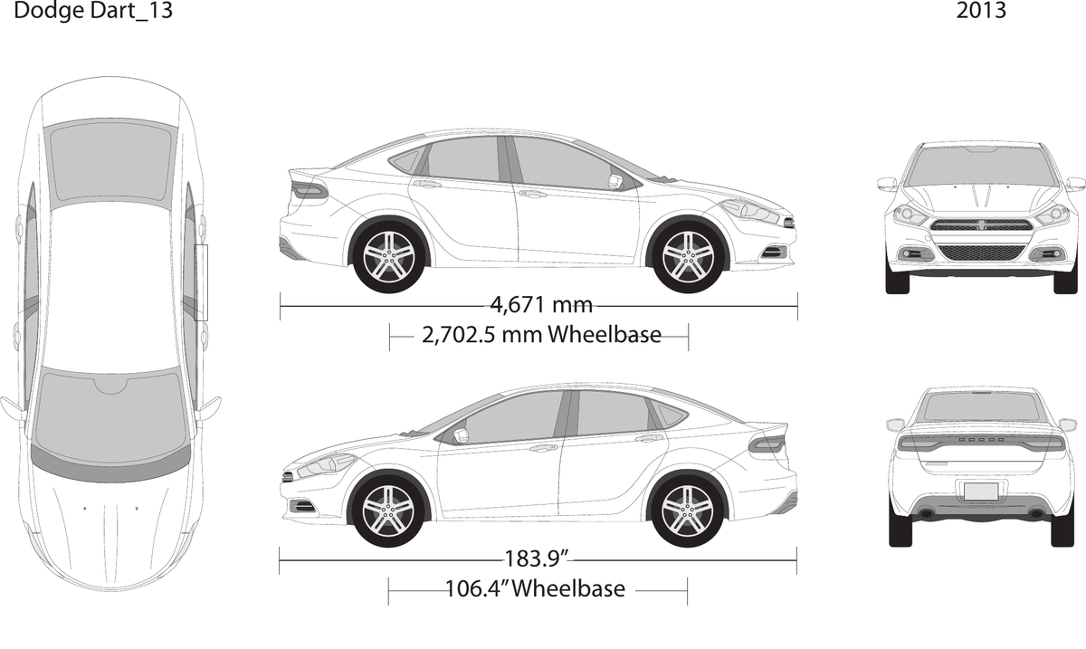 2013 Dodge Dart vector wrap template, Design-Ready PDF - GravBase