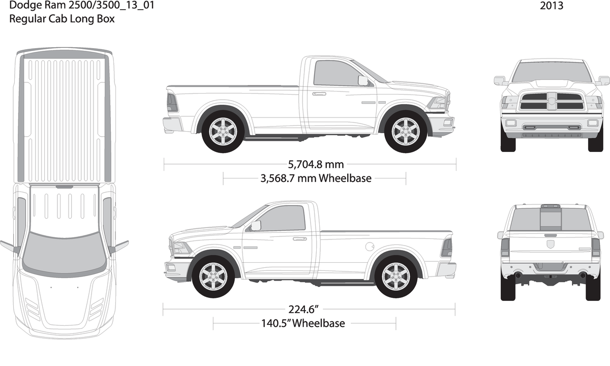2013 Dodge Ram 2500 3500 V01 Vehicle Wrap Template