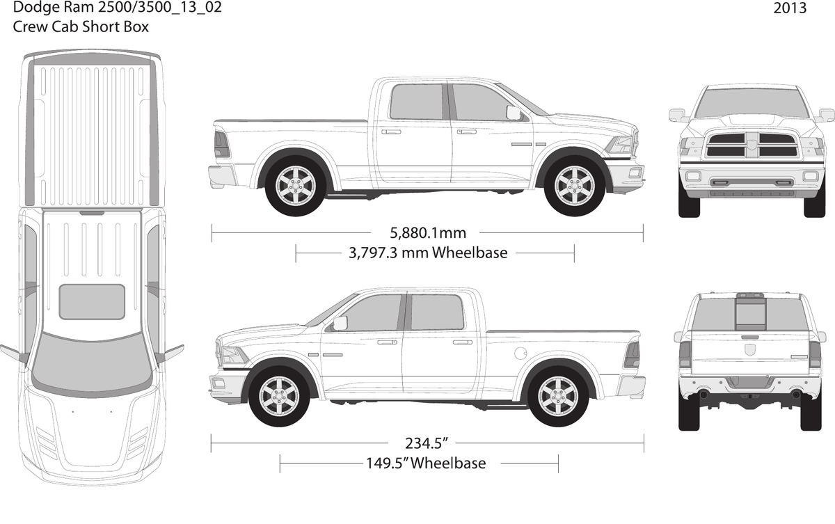 2013 Dodge Ram 2500_3500 vector wrap template V02, Design-Ready PDF - GravBase