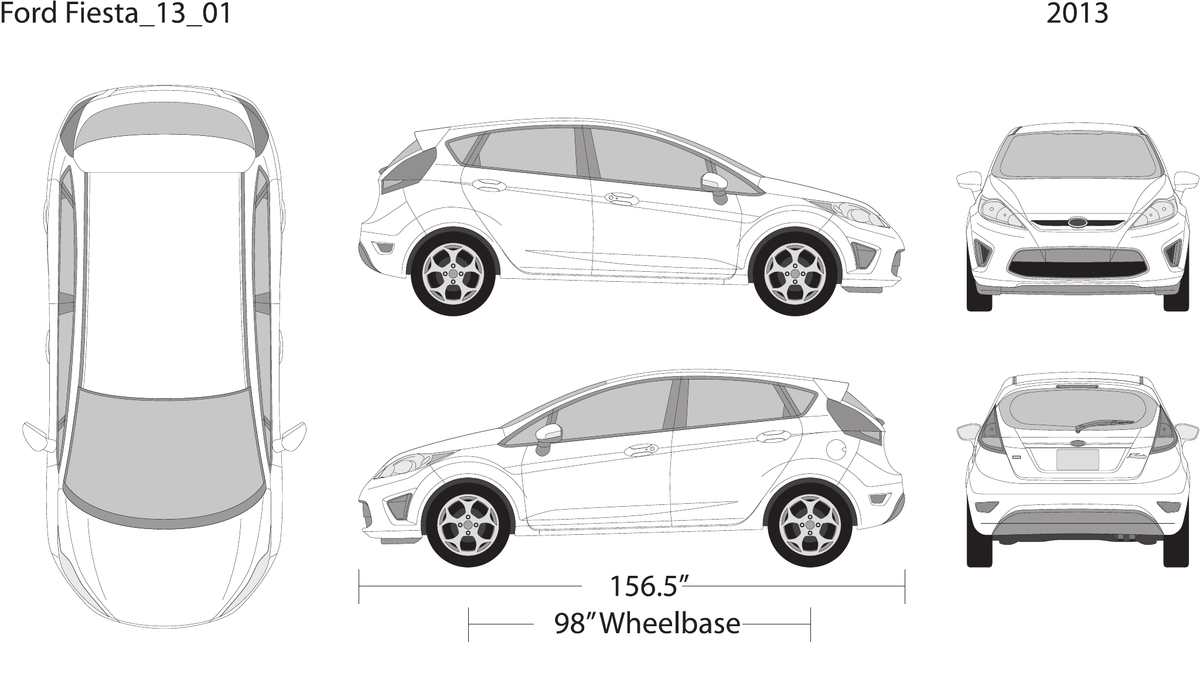 2013 Ford Fiesta vector wrap template V01, Design-Ready PDF - GravBase