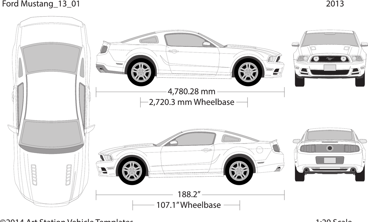 2013 Ford Mustang vector wrap template V01, Design-Ready PDF - GravBase