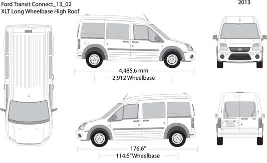 2013 Ford Transit Connect V02 Vehicle Wrap Template