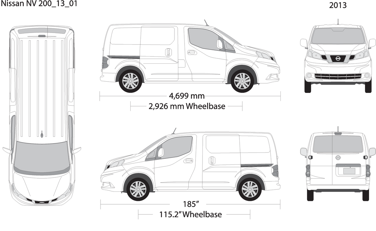 2013 Nissan Nv 200 V01 Vehicle Wrap Template