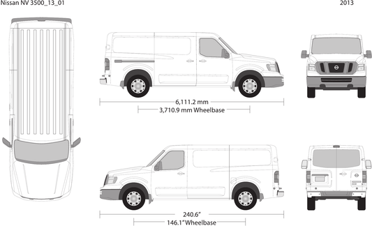 2013 Nissan NV 3500 Vector Wrap Template - GravBase