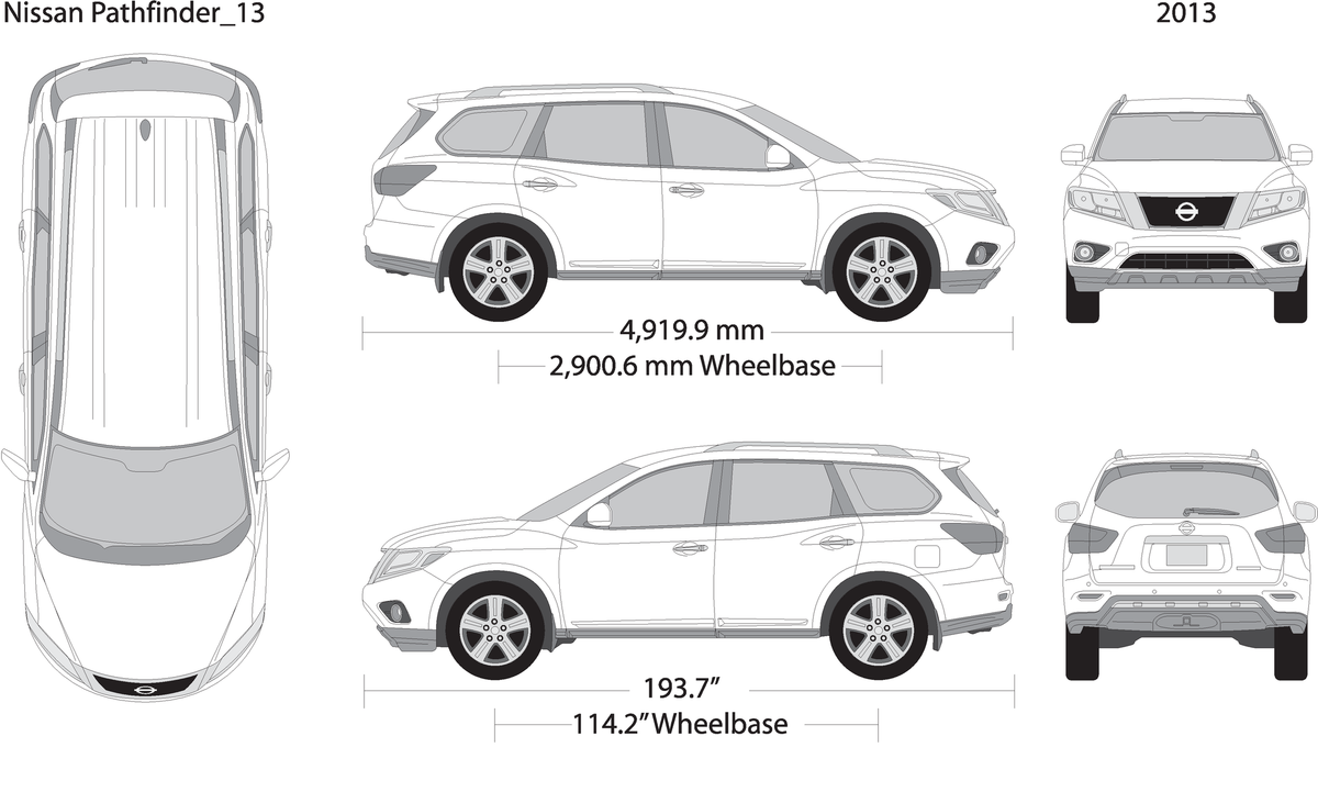 2013 Nissan Pathfinder V13 Vehicle Wrap Template
