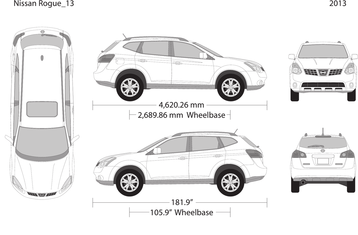 2013 Nissan Rogue vector wrap template, Design-Ready PDF - GravBase