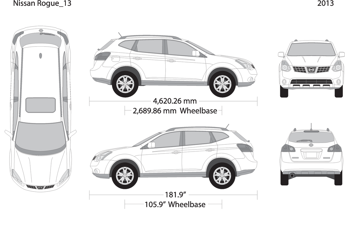 2013 Nissan Rogue V13 Vehicle Wrap Template