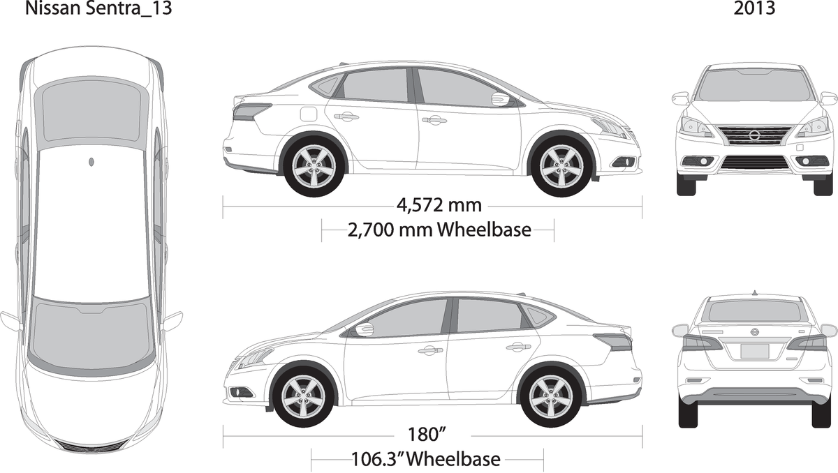 2013 Nissan Sentra V13 Vehicle Wrap Template