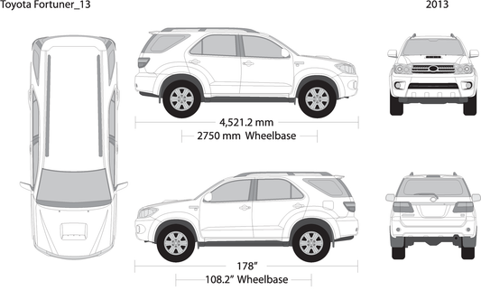 2013 Toyota Fortuner V13 Vehicle Wrap Template